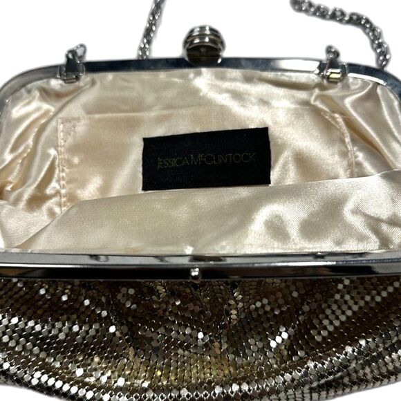 Vintage Y2K 90’s Jessica McClintock Gold Metal Mesh Evening Bag with Chain Strap - Picture 3 of 6